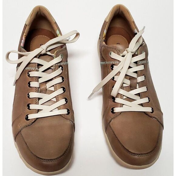 Cobb Hill Amalie Comfort Shoes WOM US11 CH9548 Taupe Leather Lace Up Sneakers - Picture 5 of 16